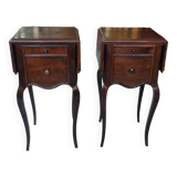 Pair of old bedside tables with flaps