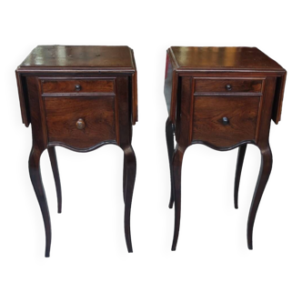 Paire ancien chevet à abattants