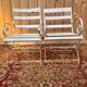 Paire de fauteuils de jardin XIXe, fer forgé & bois, style Restauration