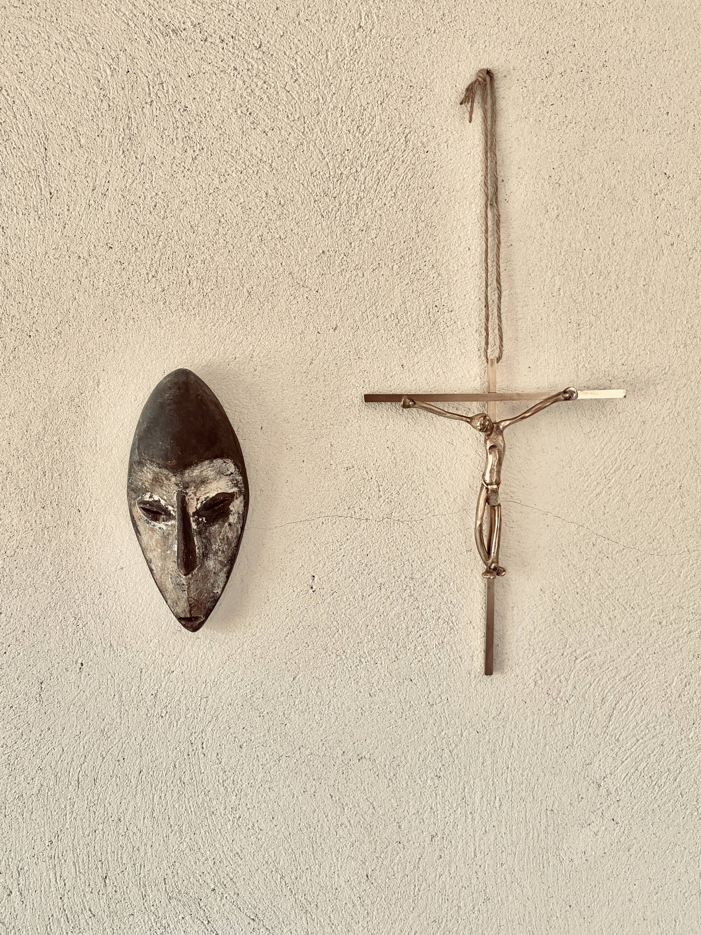 Bronze crucifix, 70s sculpture