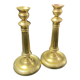 Pair of 19th century gilt bronze candlesticks with fluted shafts, Restoration