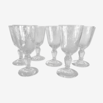 Set de 6 verres gravés 1900