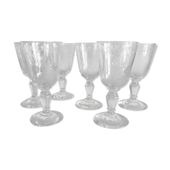 Set de 6 verres gravés 1900