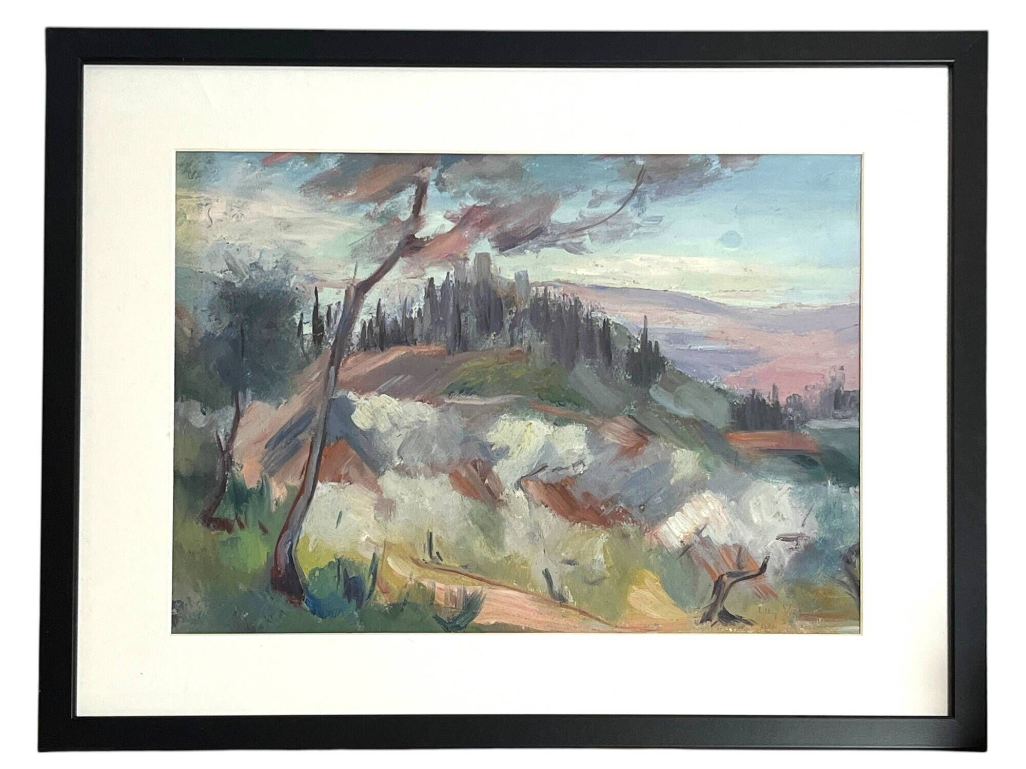Oil on Canson, landscape located in Italy, signed mid 20th century.