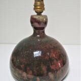 Enameled sandstone lamp base signed 70s