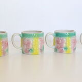 Set of 6 beautiful ceramic cups dabbling style, vintage