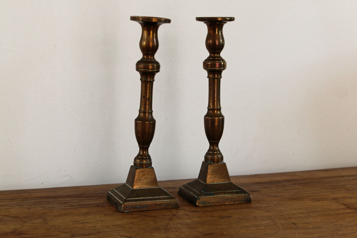 Pair of copper candle holders