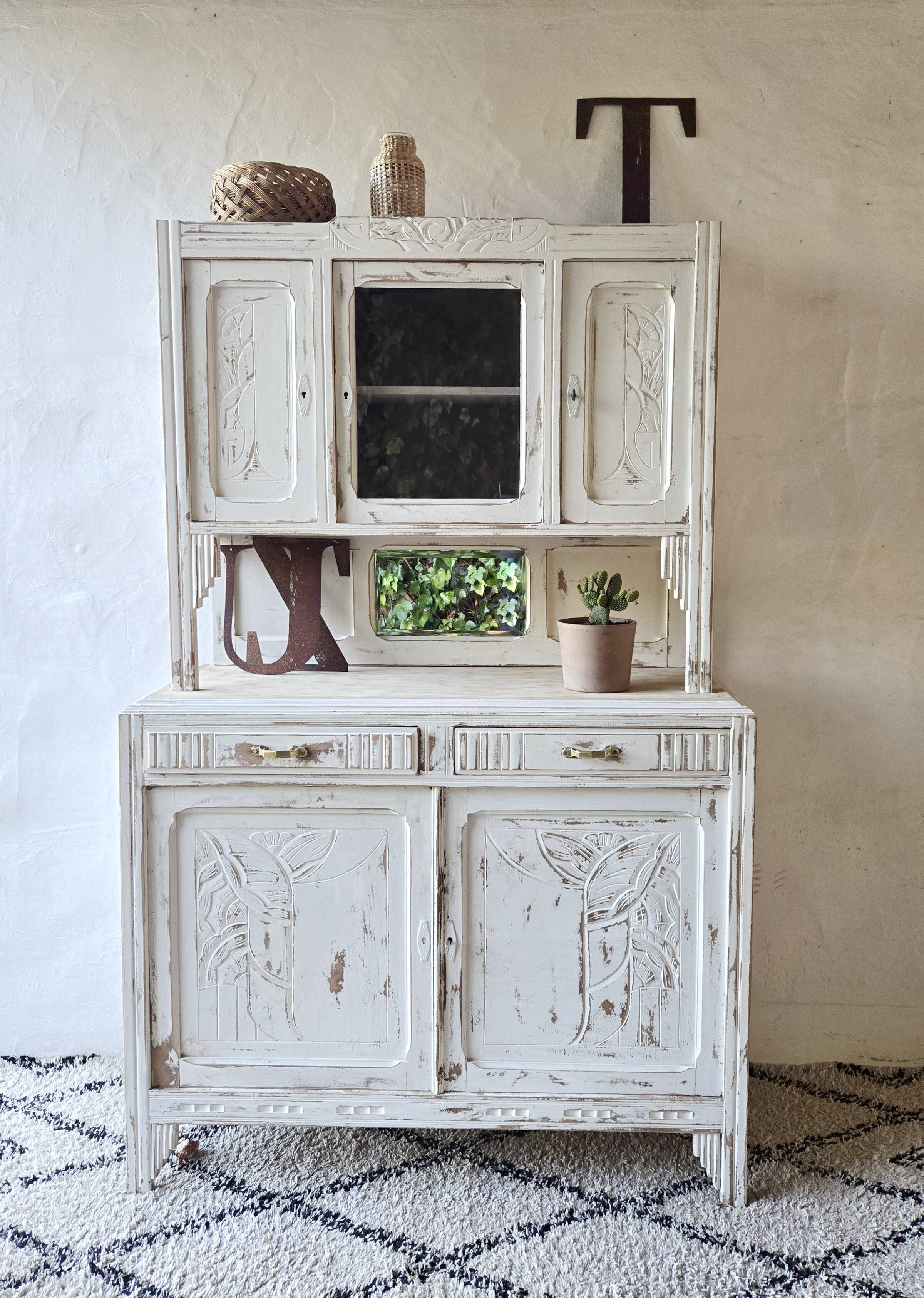 vaisselier art déco, buffet deux corps