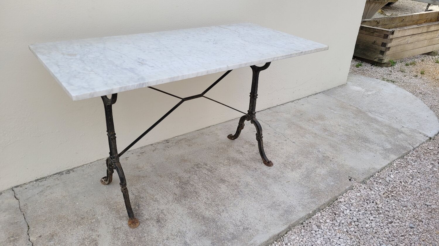 Restaurant bistro table in marble and cast iron signed godin