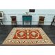 1970s Vintage Turkish Oushak Handmade Wool Cotton Orange Area Rug 173x230