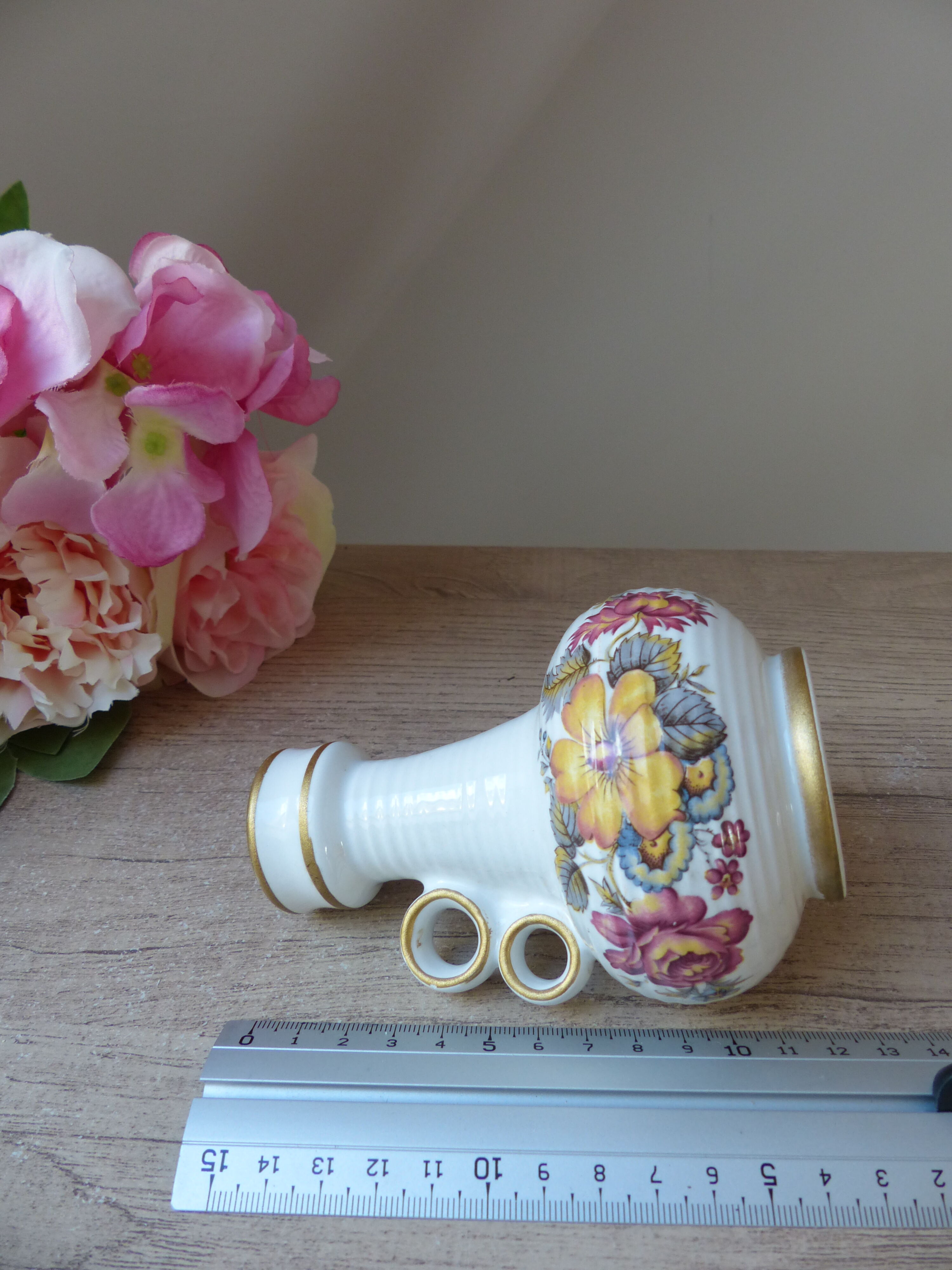 Small ceramic vase ker vitrex vintage floral pattern
