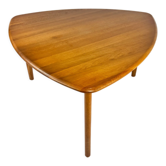 Solid oak triangle shaped dining table from france, designed in the 1960s