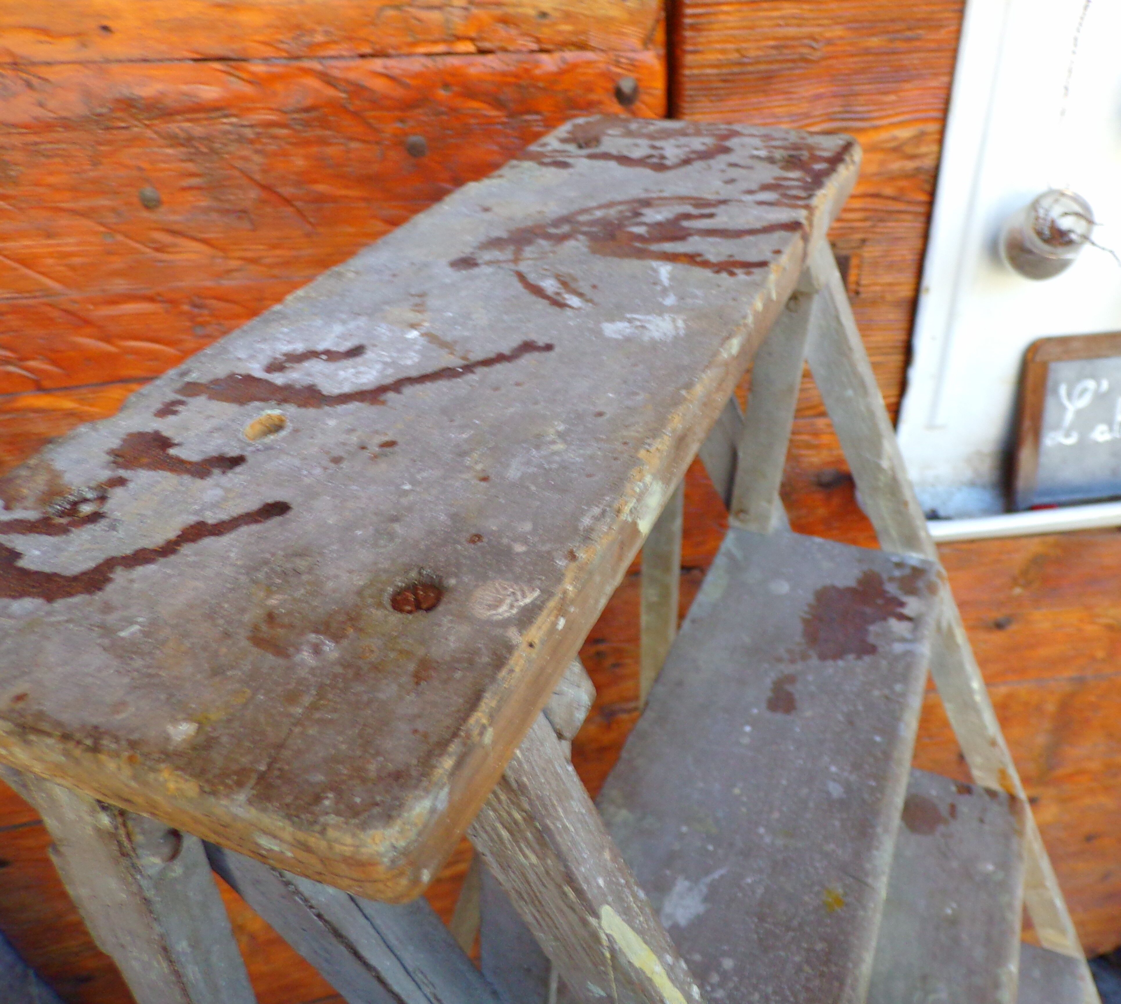 Ancient wooden stepladder