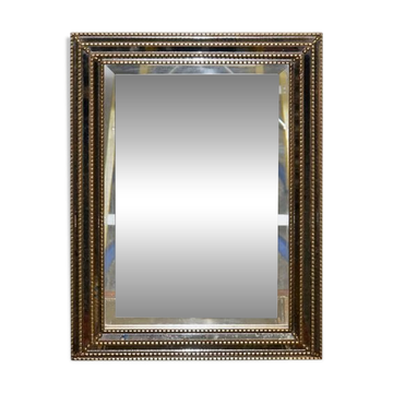 Miroir Biseauté Décoration Triple Perles Dorées