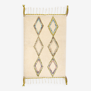 Beni ourain ecru Berber rug with diamonds 123 x 84 cm