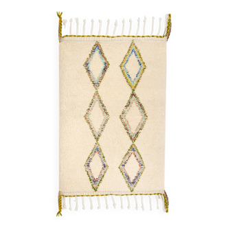 Beni ourain ecru Berber rug with diamonds 123 x 84 cm