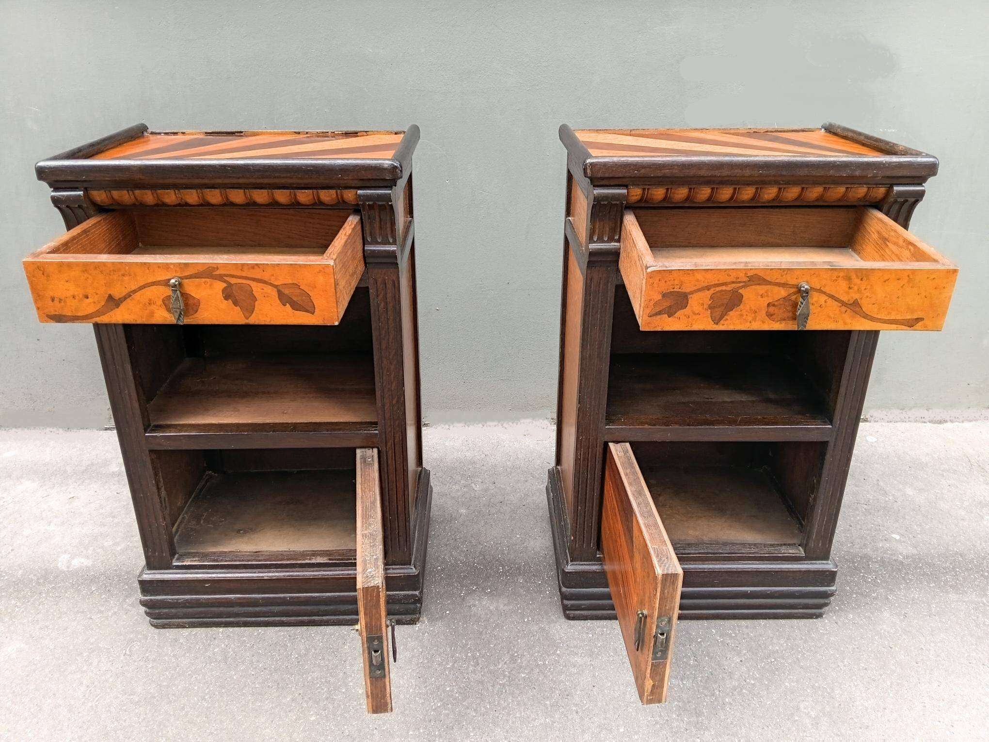 Pair of Art Deco bedside tables from the 1920s.