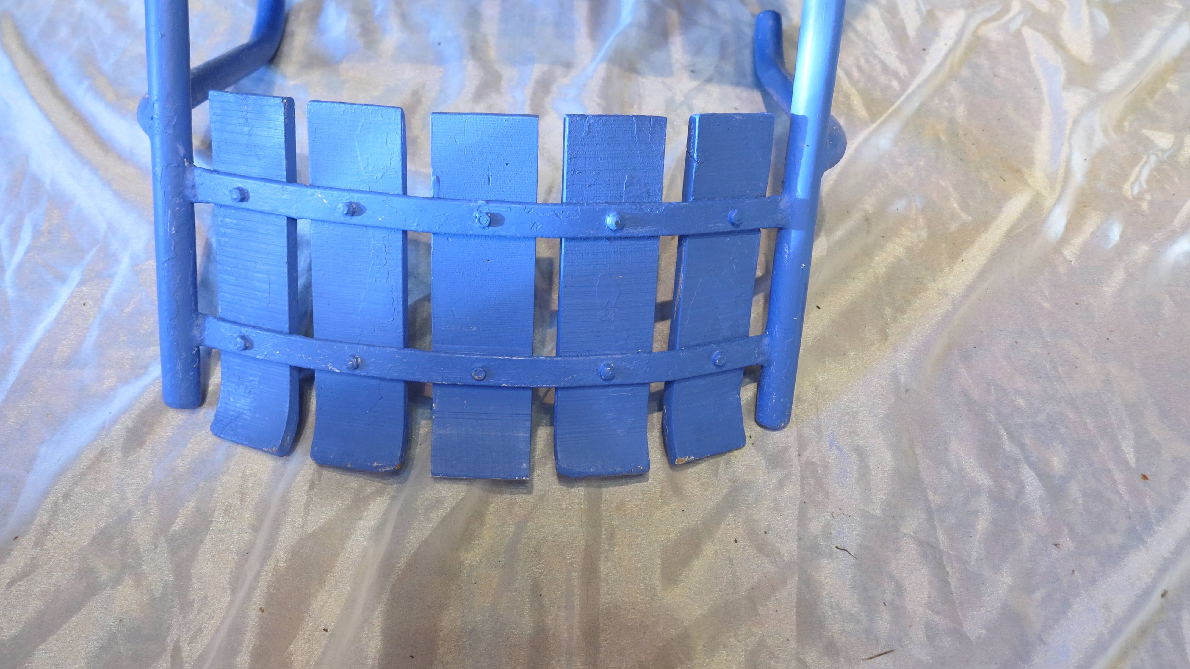 Pair of ultramarine blue garden or patio armchairs