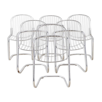Gastone Rinaldi chrome chairs 1970, 6 units