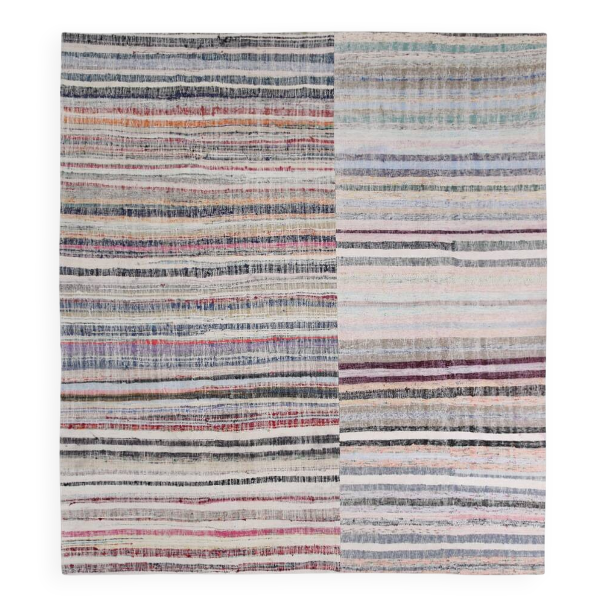 Large Striped Multicolor Vintage Kilim Rug, 292x327Cm