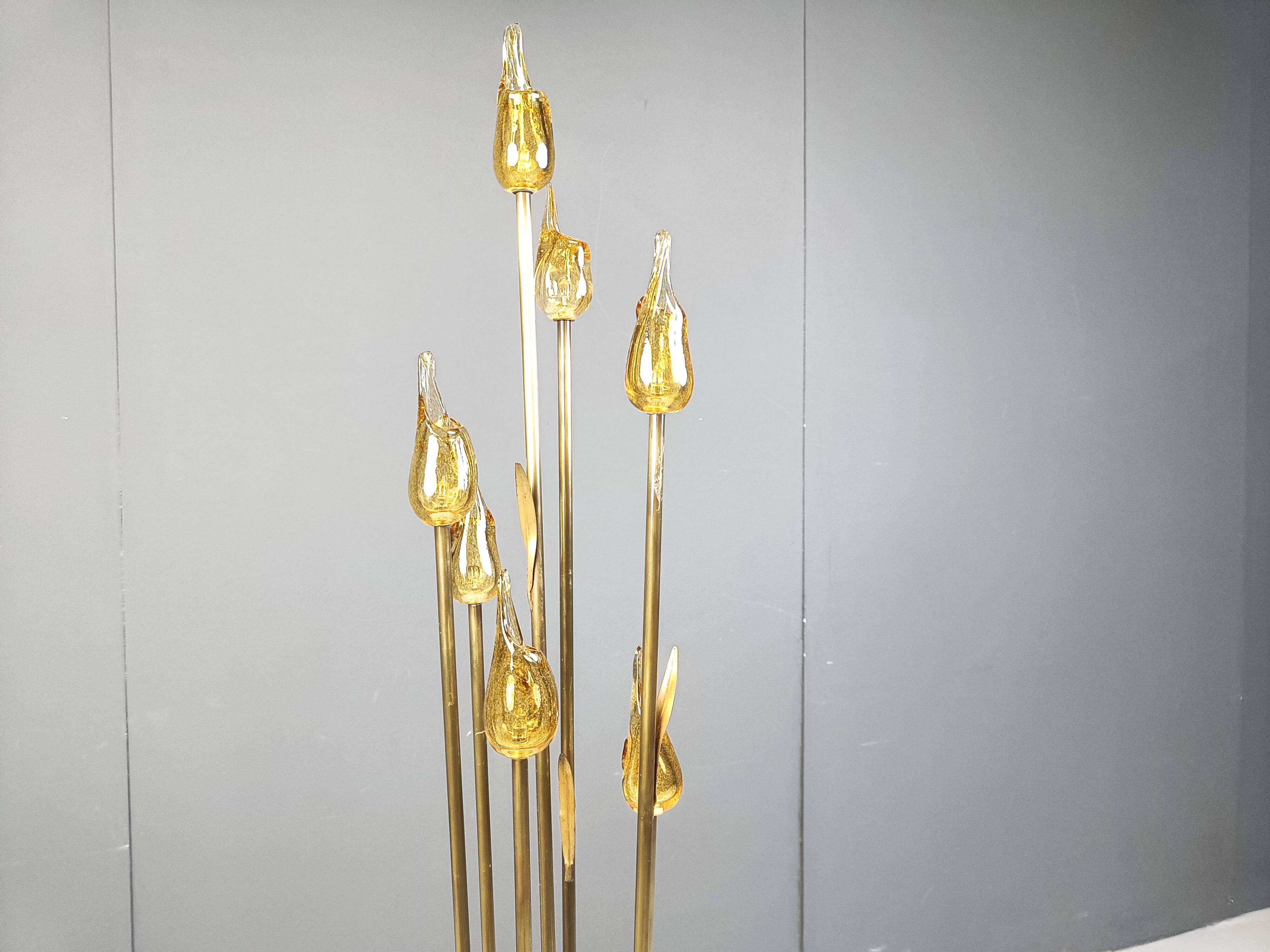 Murano glass leaf Floor Lamp, 1980s