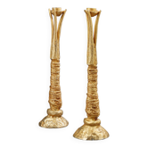 Pair of gilded bronze candle holders in gilded bronze - Pierre Casenove- Fondica 1991