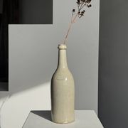 Bouteille vintage en grès beige moucheté H31