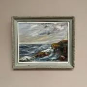 Oil on Canvas Original Swedish – 'Sea' by Holger Almquist – Signed – Vintage and Framed – 50 × 40 cm (19.7 in × 15.7 in)