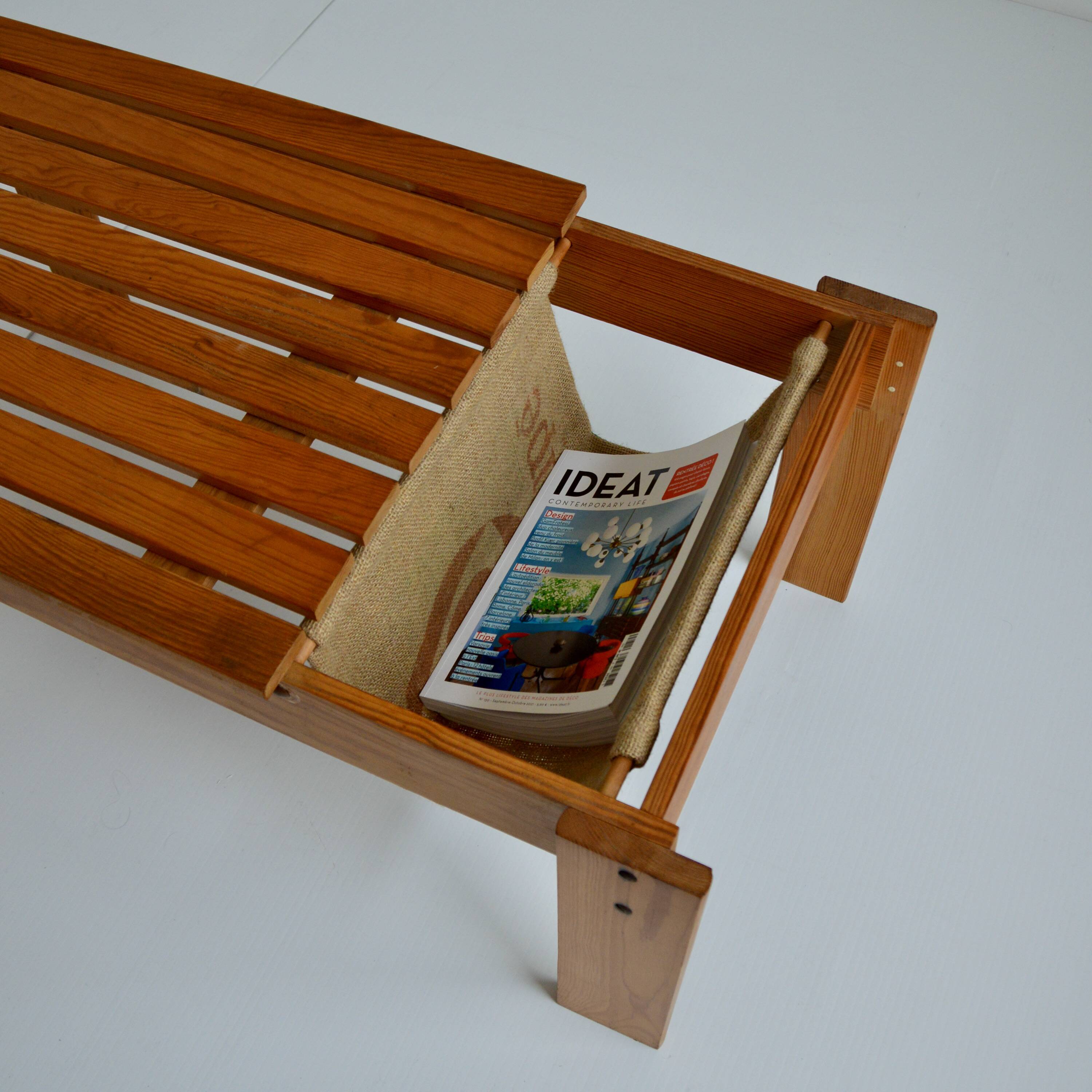 Vintage Brutalist coffee table/newspaper rack, 1960s/1970s