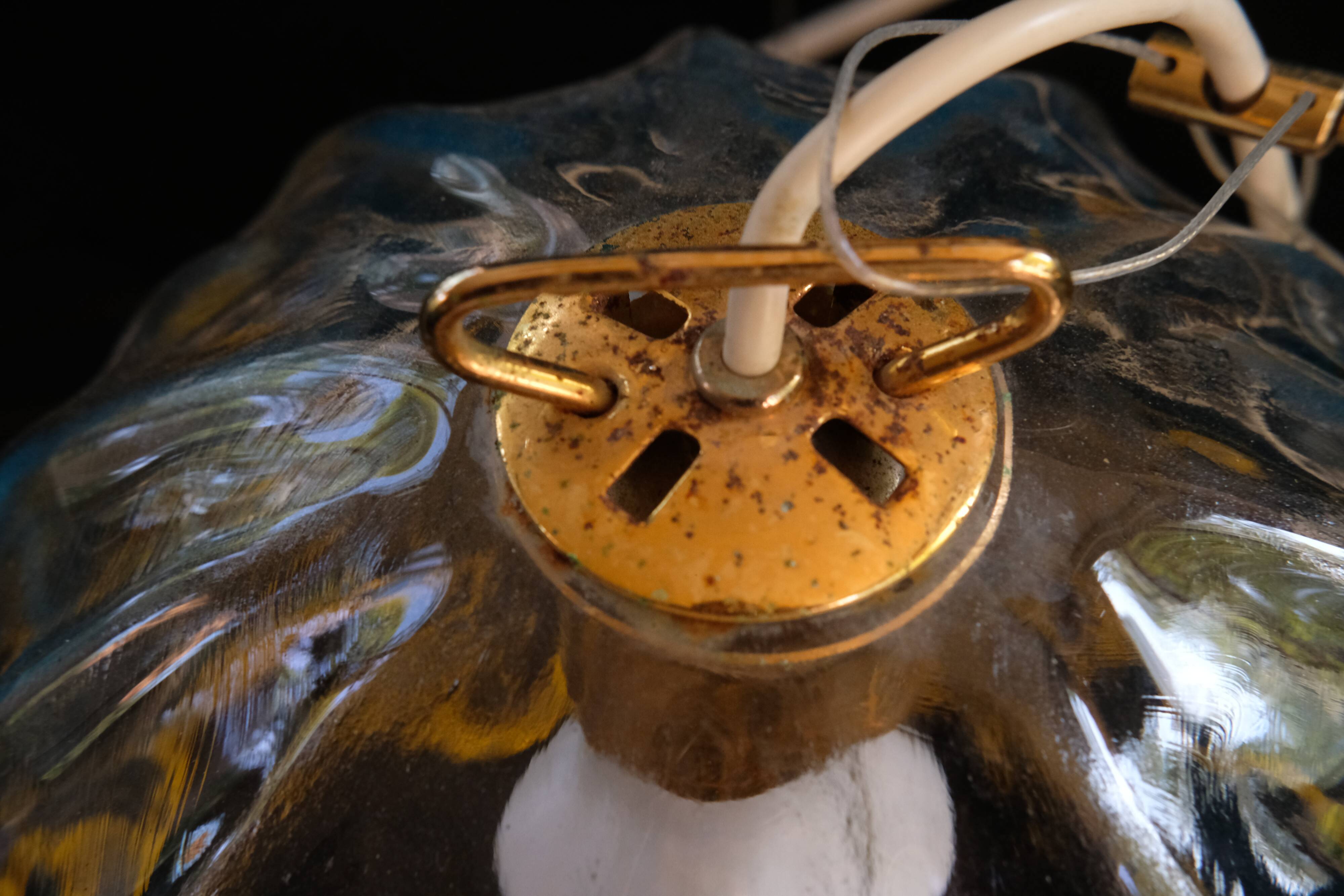 La murrina ceiling lamp in murano glass, italy 1970's