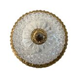 Vintage ceiling lamp in glass and brass
