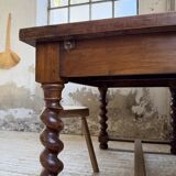 Paneled walnut desk with turned legs, 1900