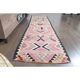 1970s Turkish Oushak Handmade Wool Cotton Pink Runner Rug 83x331
