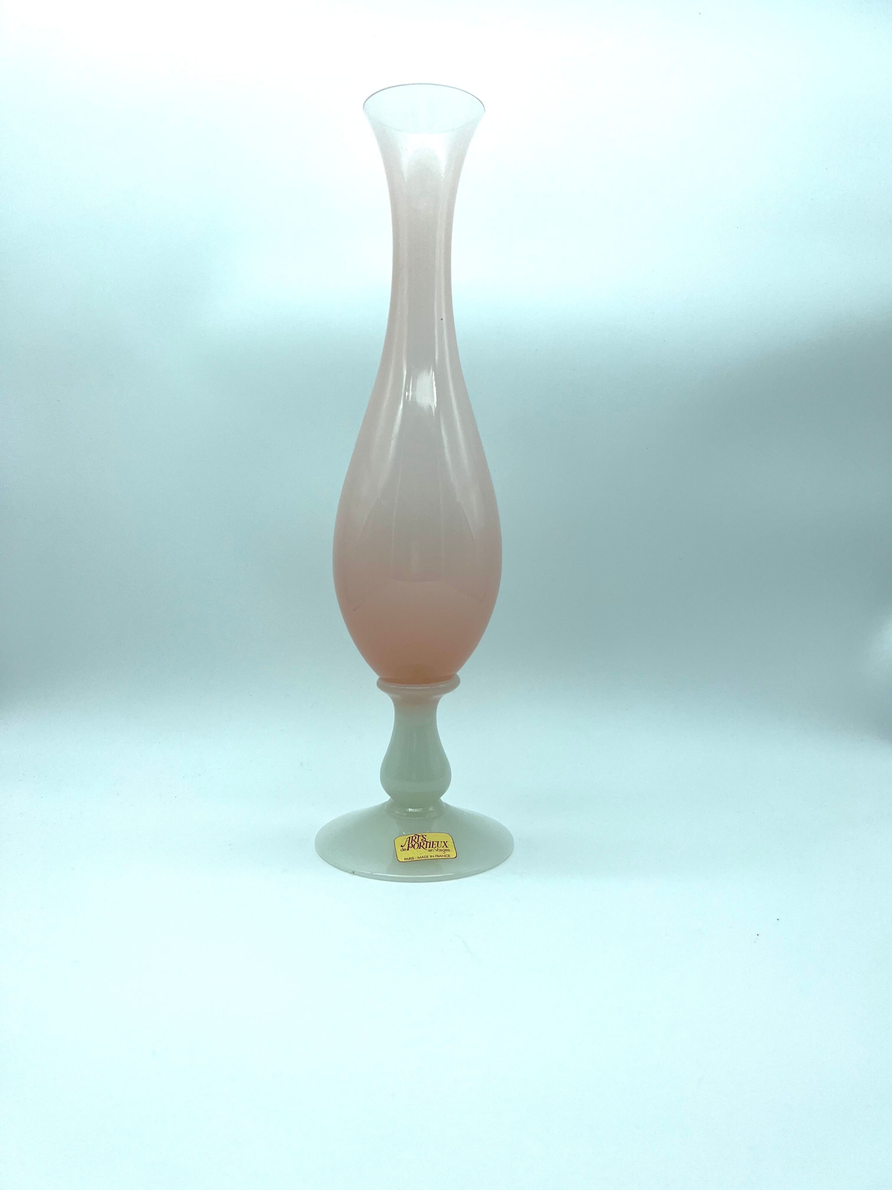 Powder pink opaline vase 31cm