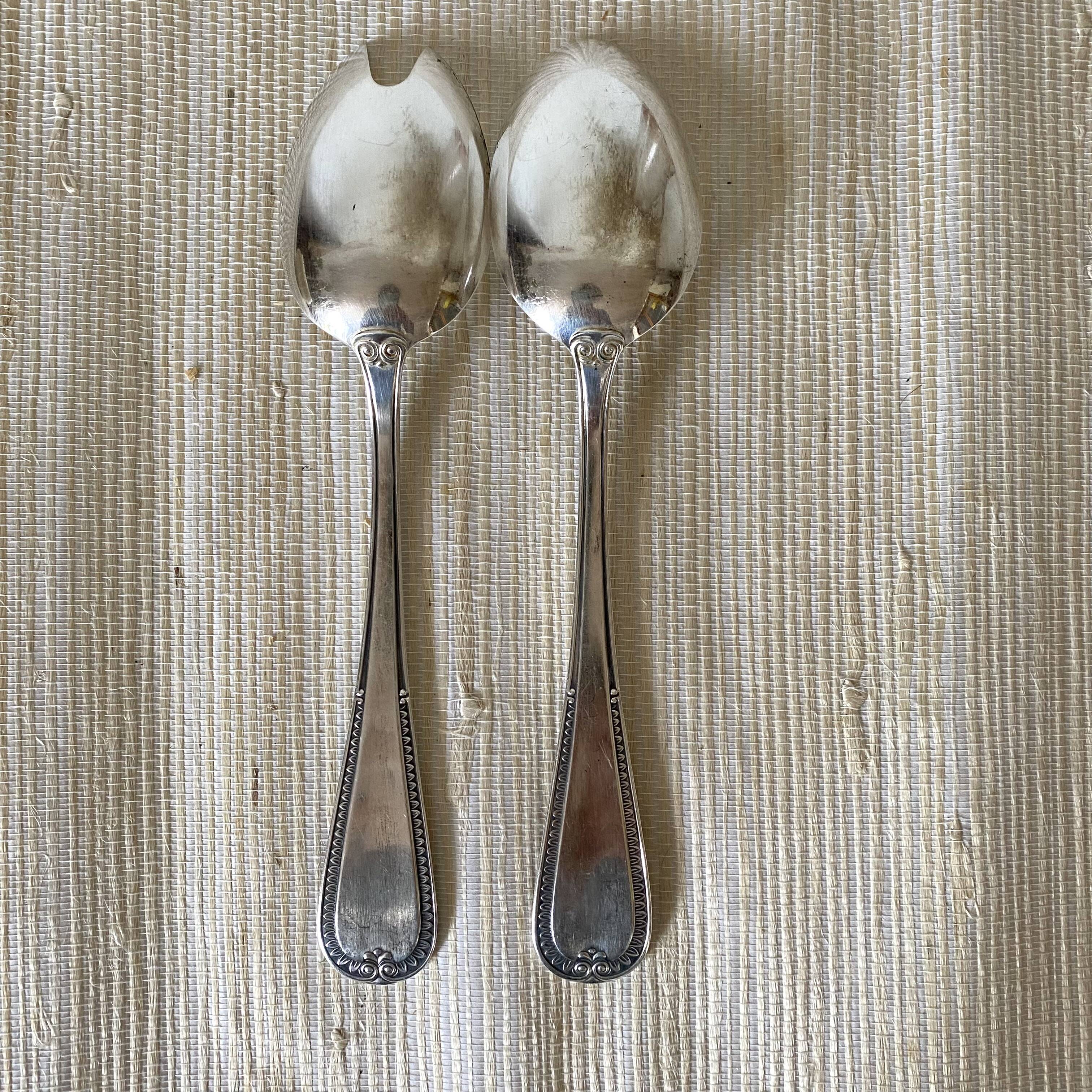 Silver salad servers