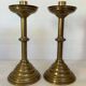 Pair of tulip foot candlesticks in brass