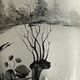 Carafe- Scenery of a lake landscape and a crane taking off