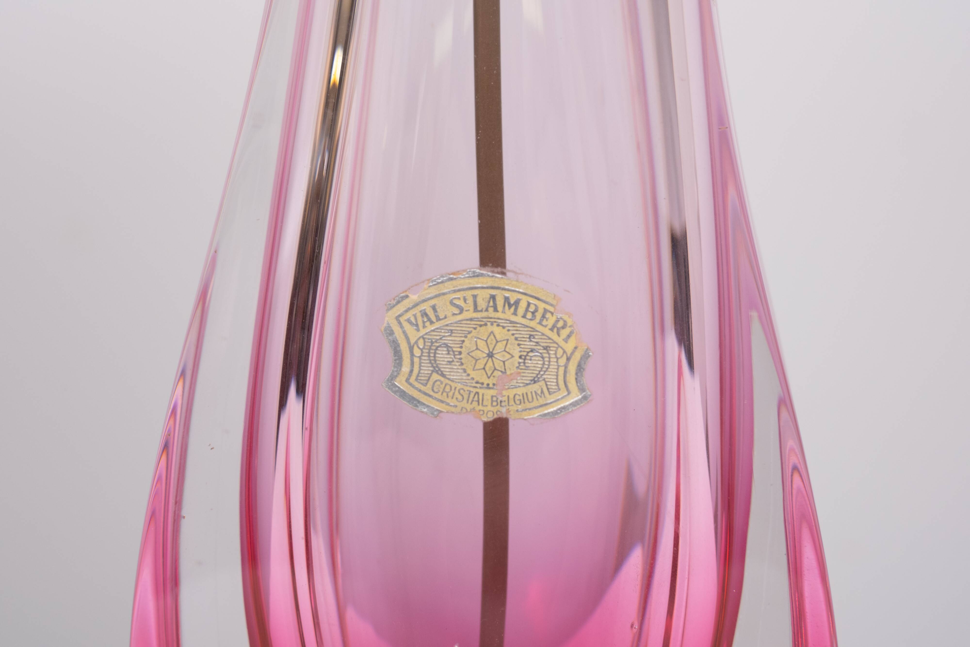 Val saint Lambert Crystal Glass Table lamp 1960s Belgium