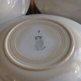 6 old plates mismatched geometric patterns Moulin des Loups, St Amand