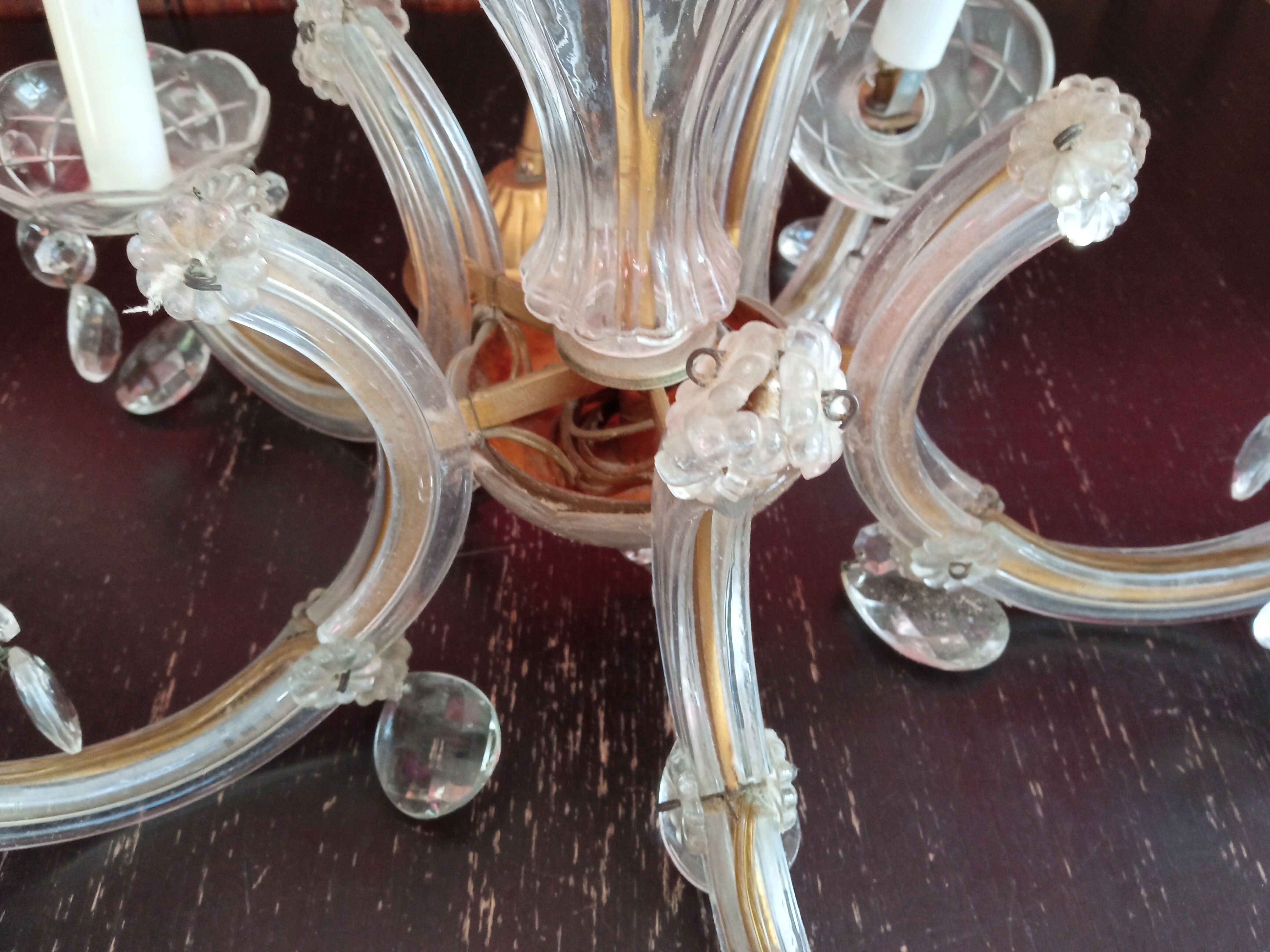 Old chandelier glass and brass