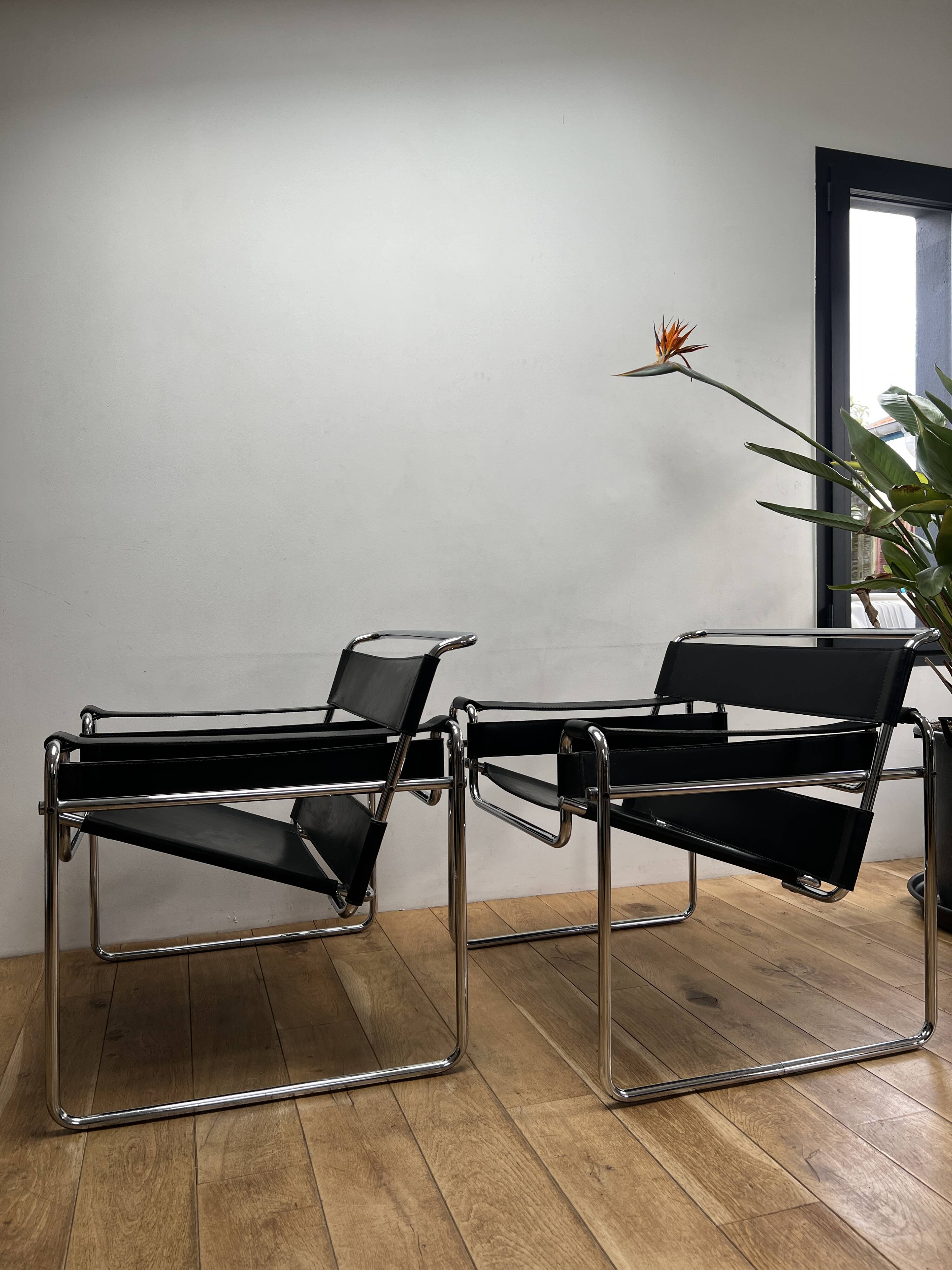 Paire de Fauteuils style Wassily MB50 Marcel Breuer