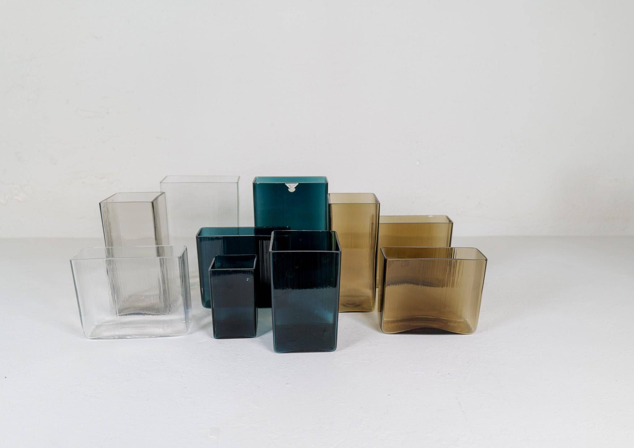 Midcentury Modern collection of ten "Ice" vases by Gullaskruf, Sweden, 1960s.