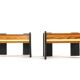 Set of 2 pine bedside tables - vintage mid-century nightstands.