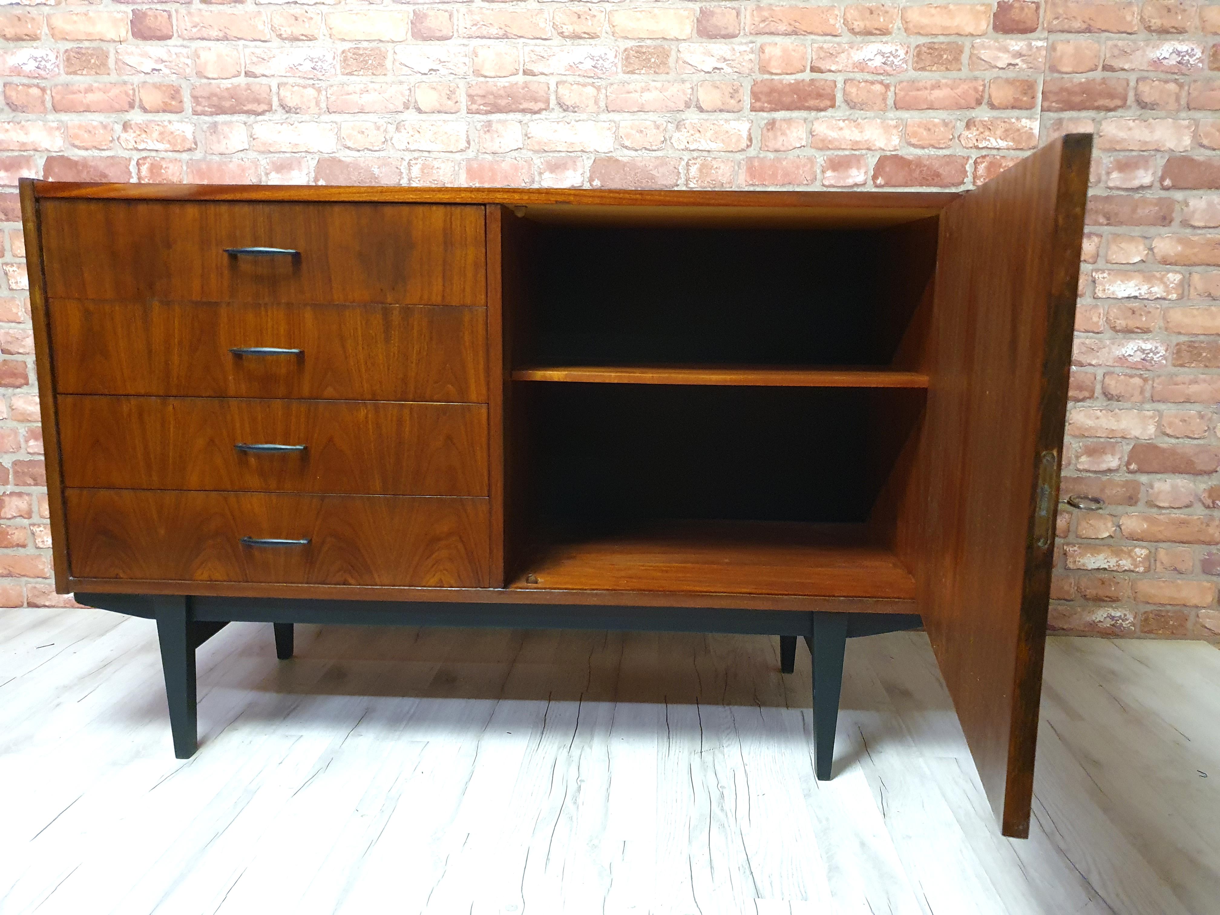 Renovated Violetta walnut chest of drawers, 1970s of the People's Republic of Poland