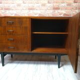 Renovated Violetta walnut chest of drawers, 1970s of the People's Republic of Poland