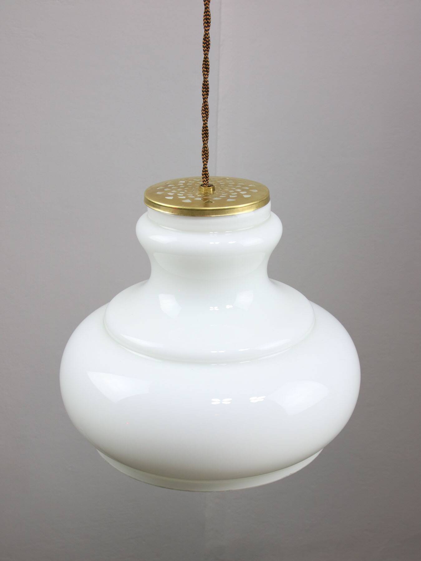 Mid-Century Italian Brass and Opaline Pendant Lamp