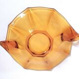 Art Deco style fruit bowl or pocket tray in amber glass from the 50s