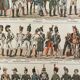 Lithograph engraving on military costumes 1897