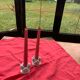 Two vintage white porcelain flower candle holders