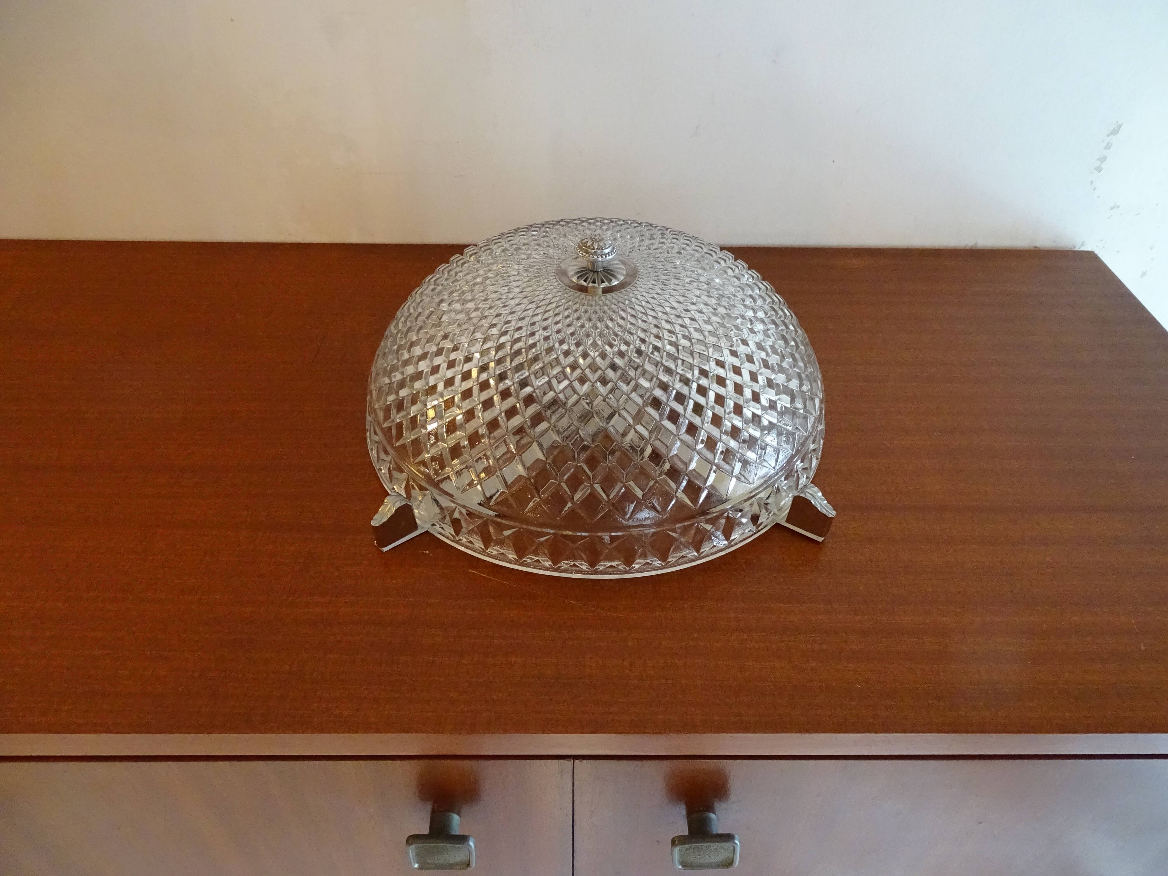 Glass chandelier antique vintage diamond tip. Two fires.